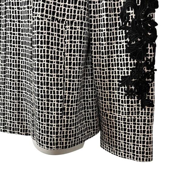 Chicos Womens Black White Lace Applique Ponte Knit Stretch Blazer Jacket 1 8 10 - Picture 10 of 16